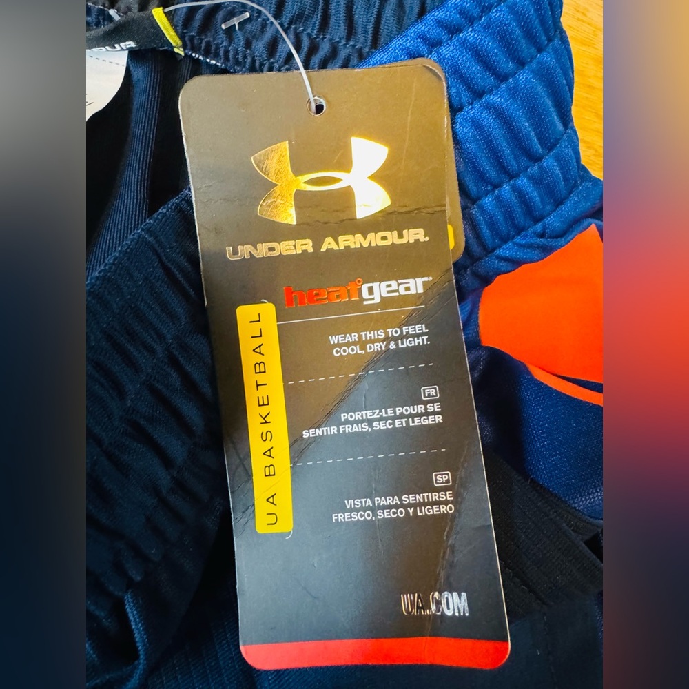 NWT Under Armour Loose Fit Blue and Orange Basketball Shorts - Men’s Small - Picture 4 of 7